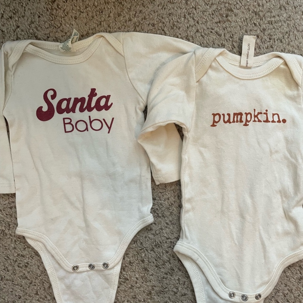 Cream Baby One Piece Set - Santa Baby & Pumpkin